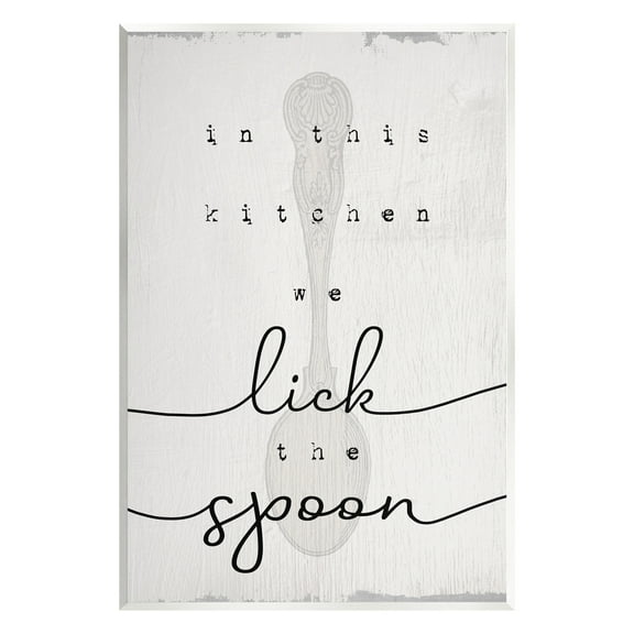 Stupell Industries Lick The Spoon Fun Baking Calligraphy Vintage Text Graphic Art Unframed Art Print Wall Art, Design by Daphne Polselli