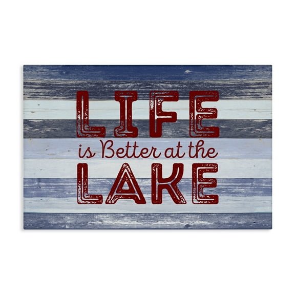 Stupell Industries Life At Lake Striped Coastal Painting Gallery Wrapped Canvas Art Print Wall Art, 24 x 16