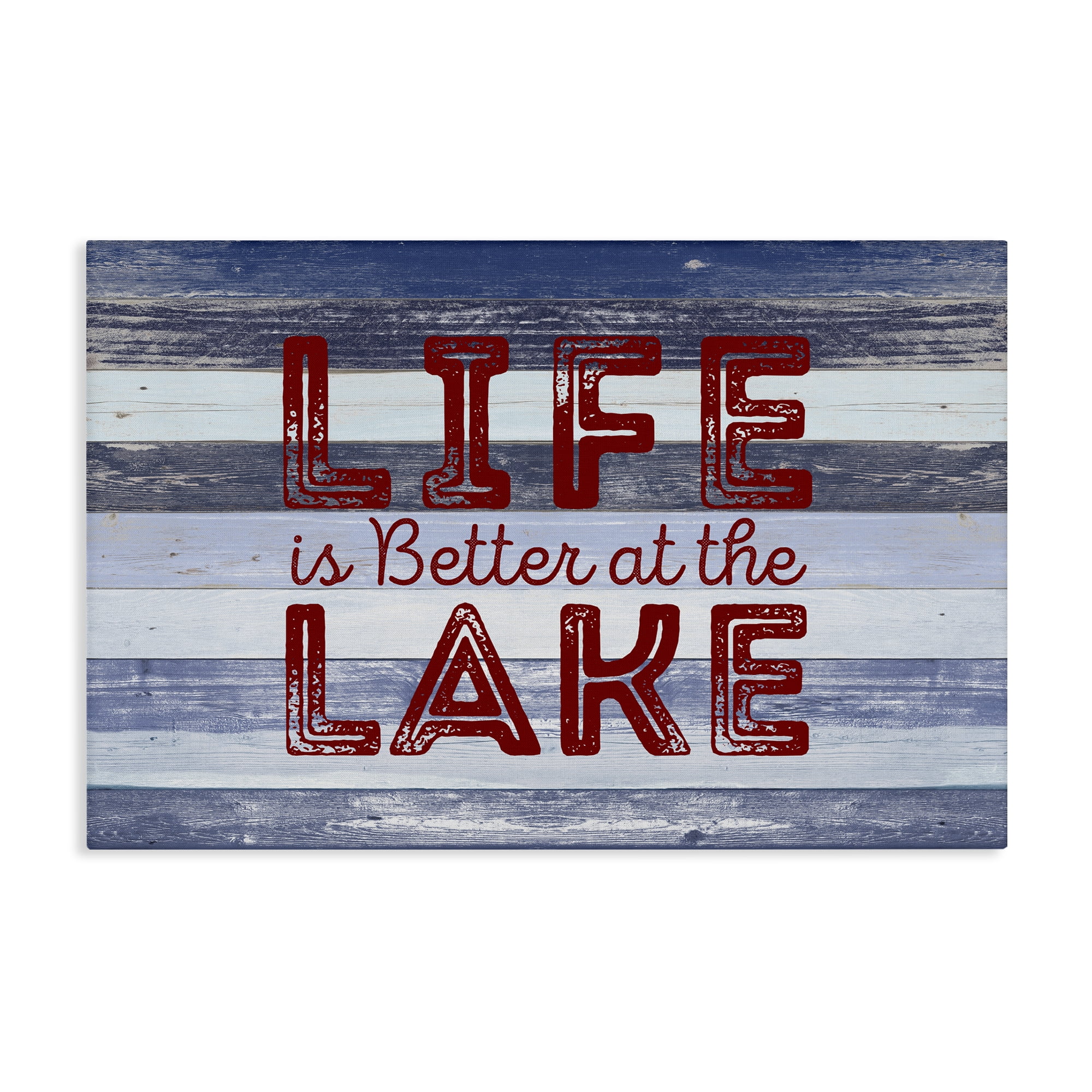Stupell Industries Life At Lake Striped Coastal Painting Gallery Wrapped Canvas Art Print Wall Art, 45 x 30