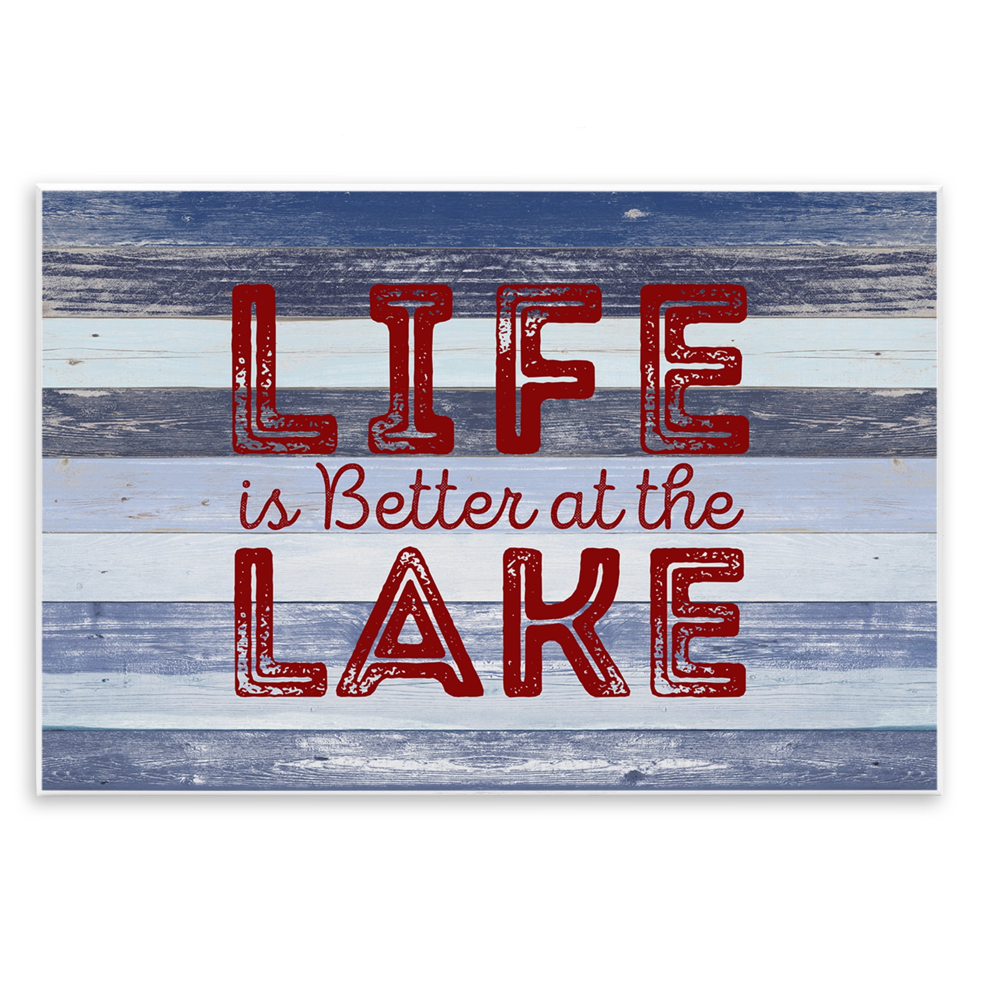 Stupell Industries Life At Lake Striped Coastal Painting Unframed Art Print Wall Art, 19 x 13