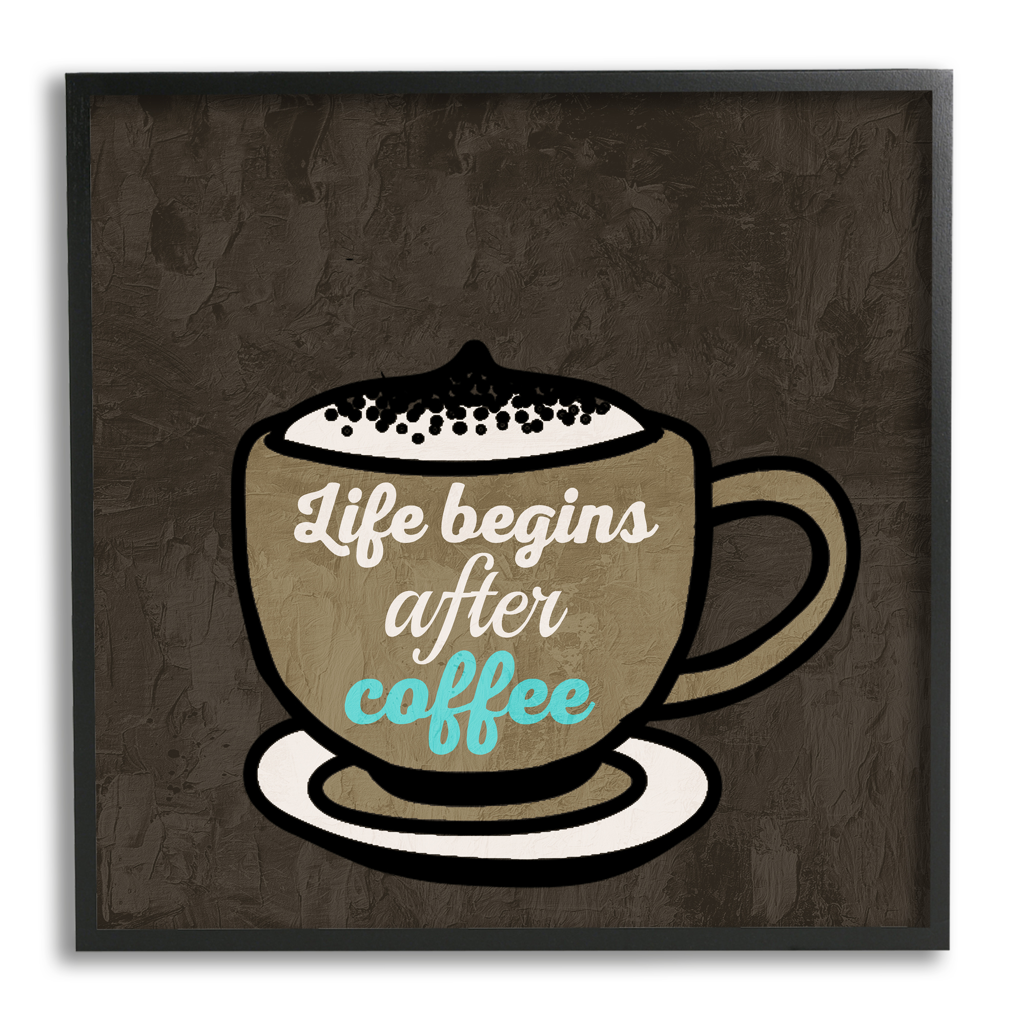 Stupell Industries Life Begins After Coffee Food & Beverage Painting Black Framed Art Print Wall Art, 12 x 12
