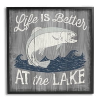 Stupell Industries Life Better at Lake Rustic Animals & Insects Painting Black Framed Art Print Wall Art, 12 x 12