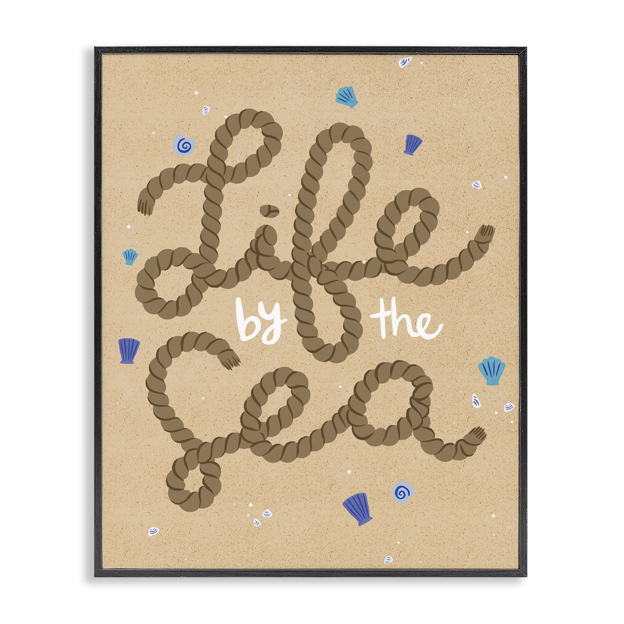 Stupell Industries Life By Sea Nautical Rope Nautical & Beach Painting Black Framed Art Print Wall Art, 16 x 20