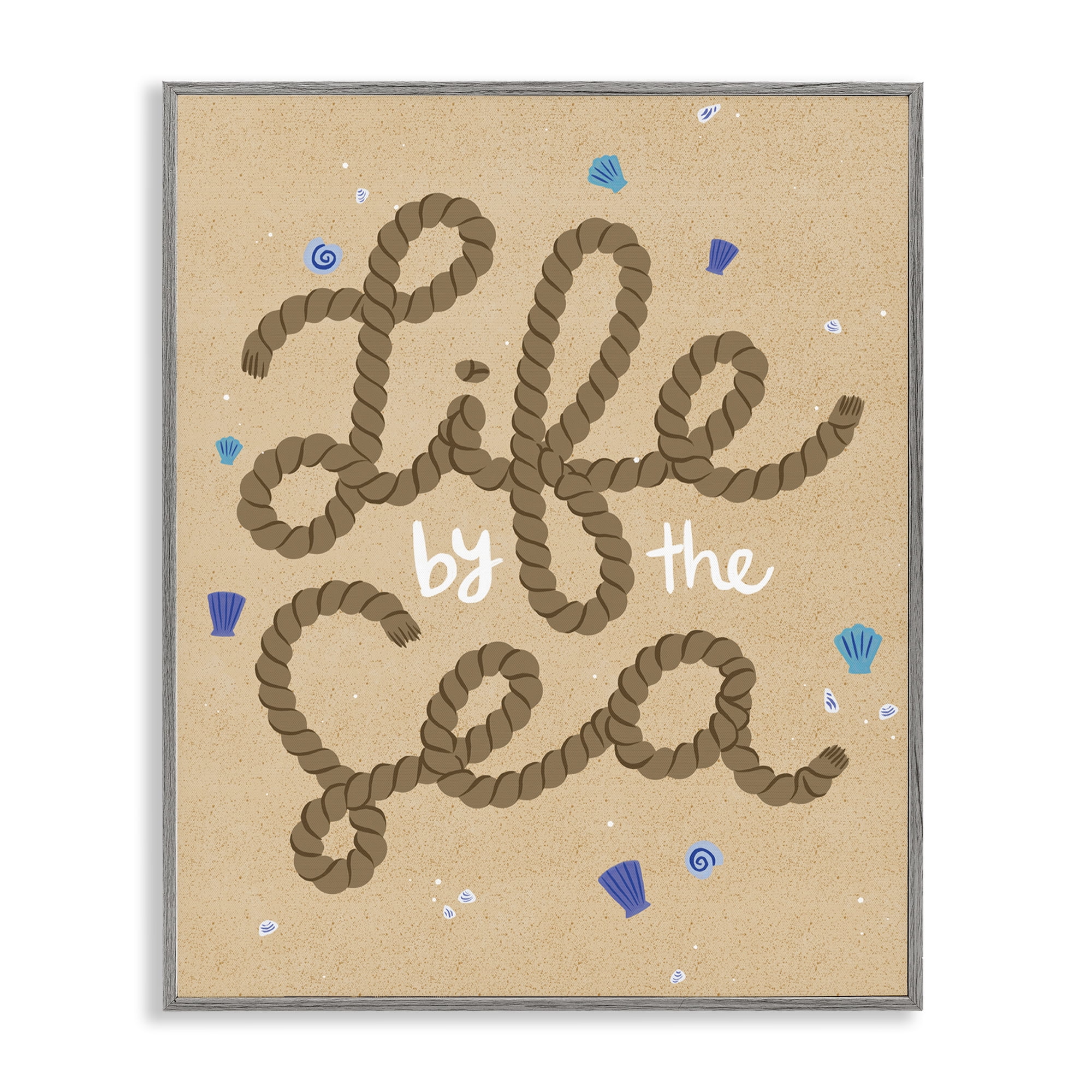 Stupell Industries Life By Sea Nautical Rope Nautical & Beach Painting Gray Framed Art Print Wall Art, 11 x 14