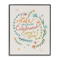 Stupell Industries Life Celebrated with Floral Sprigs Plants & Flowers Painting Black Framed Art Print Wall Art, 11 x 14