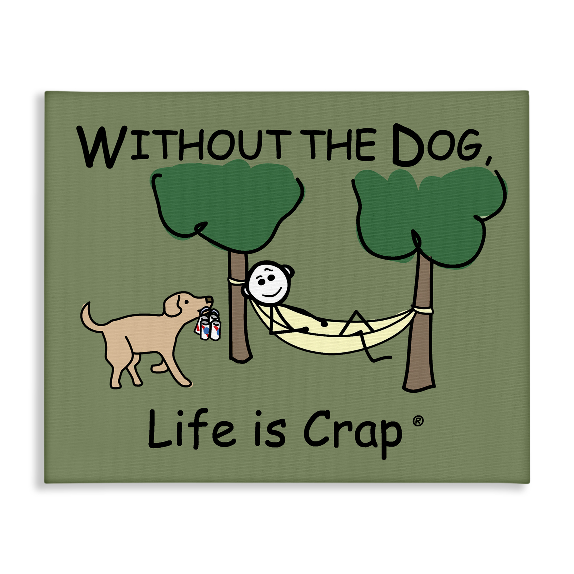 Stupell Industries Life Crap Without Dog Novelty & Humor Painting Wrapped Canvas Art Print Wall Art, 30 x 24