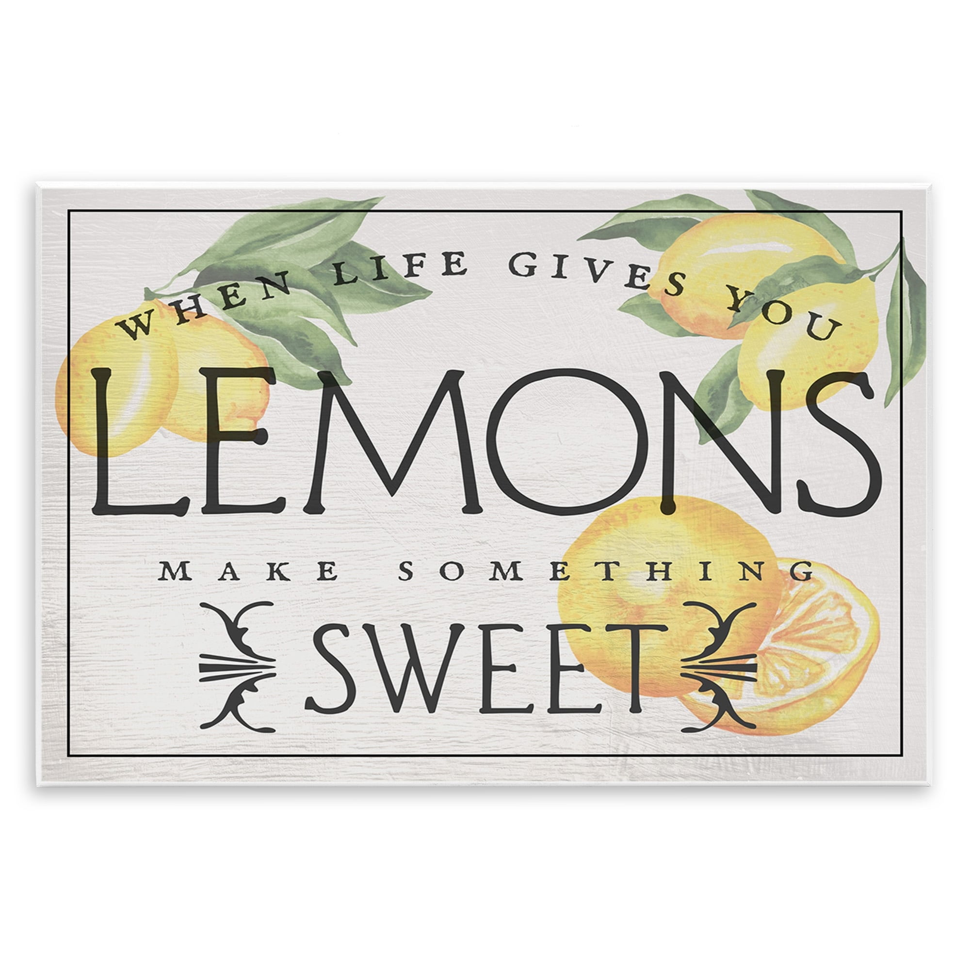 Stupell Industries Life Gives Lemons Bold Citrus Fruit Border Sign Graphic Art Unframed Art Print Wall Art, Design by Daphne Polselli