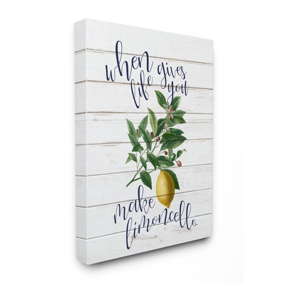 Stupell Industries Life Gives You Lemons Funny Wood Textured Word Design Canvas Wall Art by Ann Bailey