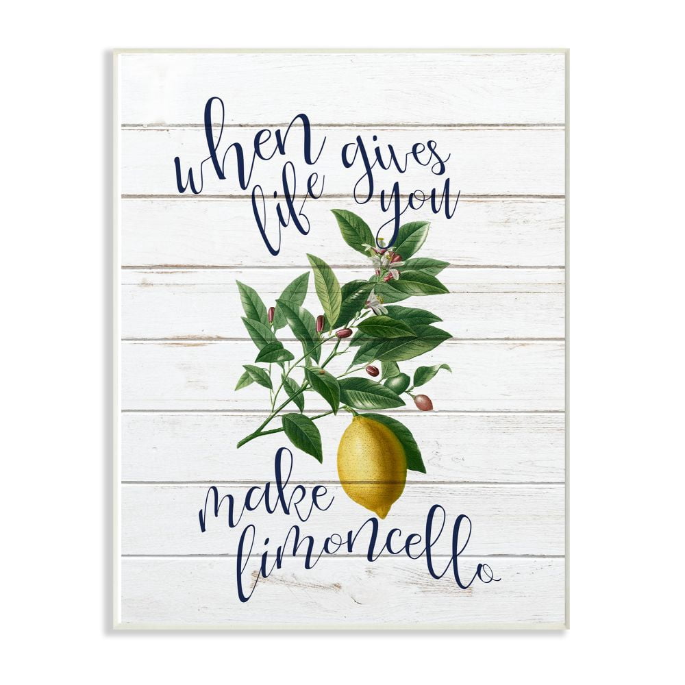 Stupell Industries Life Gives You Lemons Funny Wood Textured Word Design Wall Plaque Art by Ann Bailey