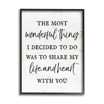Stupell Industries Life & Heart With You Romance Inspirational Painting Black Framed Art Print Wall Art