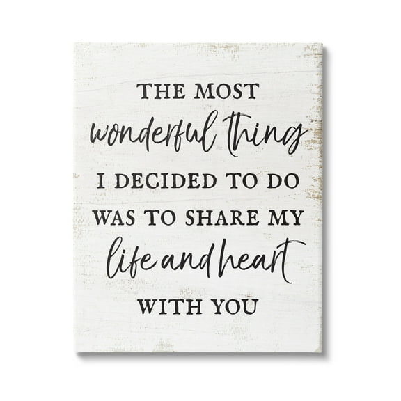 Stupell Industries Life & Heart With You Romance Inspirational Painting Gallery Wrapped Canvas Print Wall Art