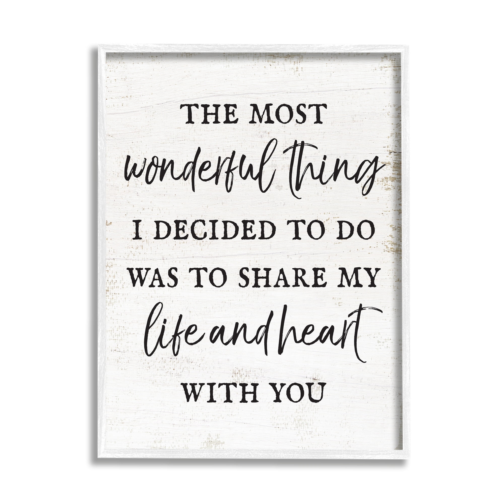 Stupell Industries Life & Heart With You Romance Inspirational Painting White Framed Art Print Wall Art