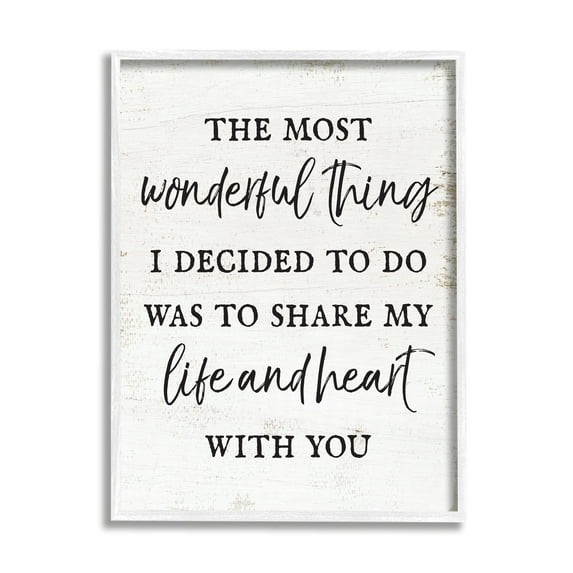 Stupell Industries Life & Heart With You Romance Inspirational Painting White Framed Art Print Wall Art