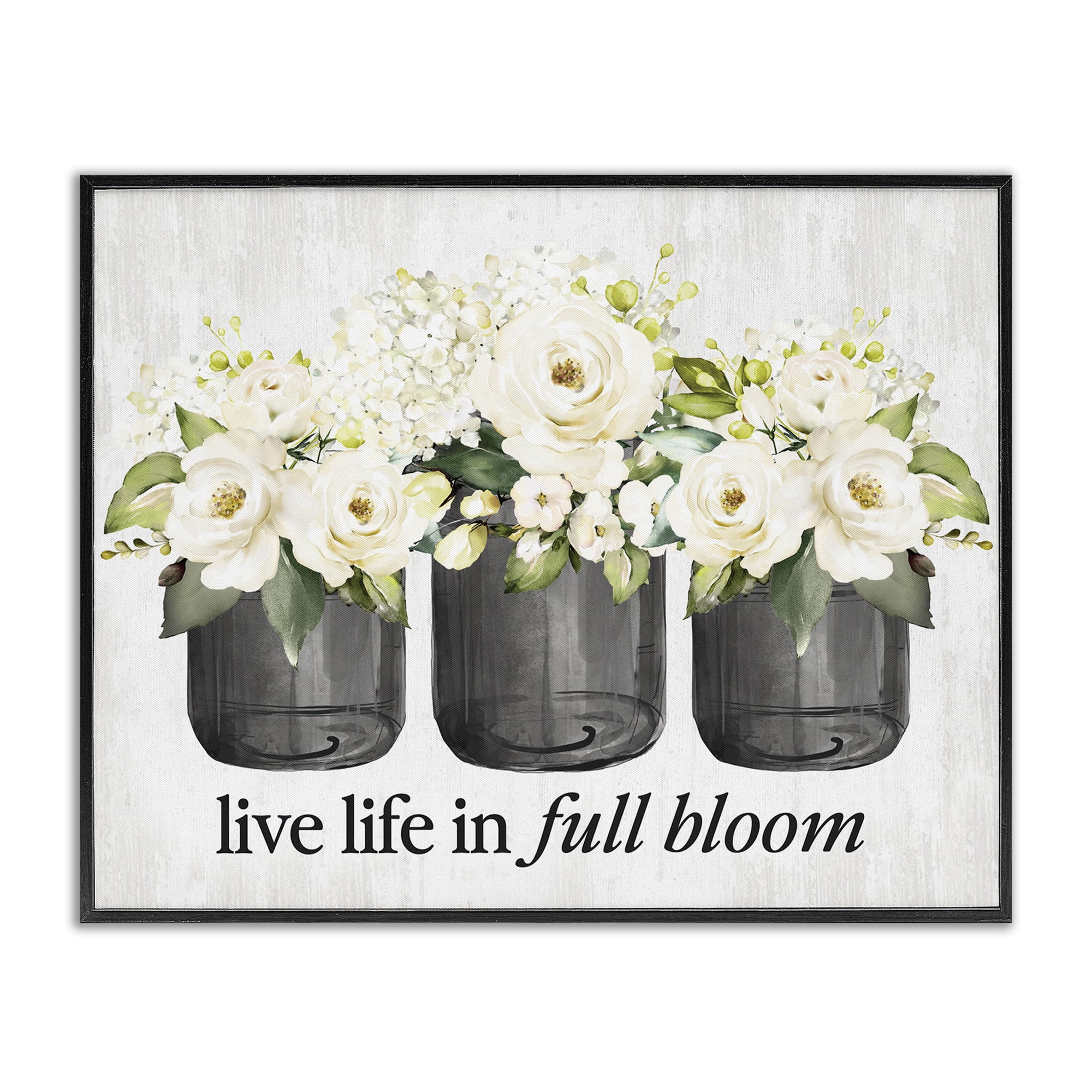 Stupell Industries Life In Full Bloom Botanical & Floral Painting Black Framed Art Print Wall Art, 20 x 16