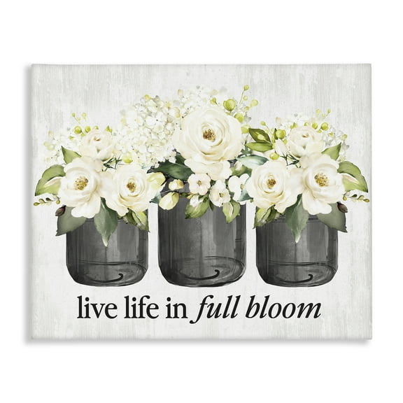 Stupell Industries Life In Full Bloom Botanical & Floral Painting Gallery Wrapped Canvas Art Print Wall Art, 20 x 16