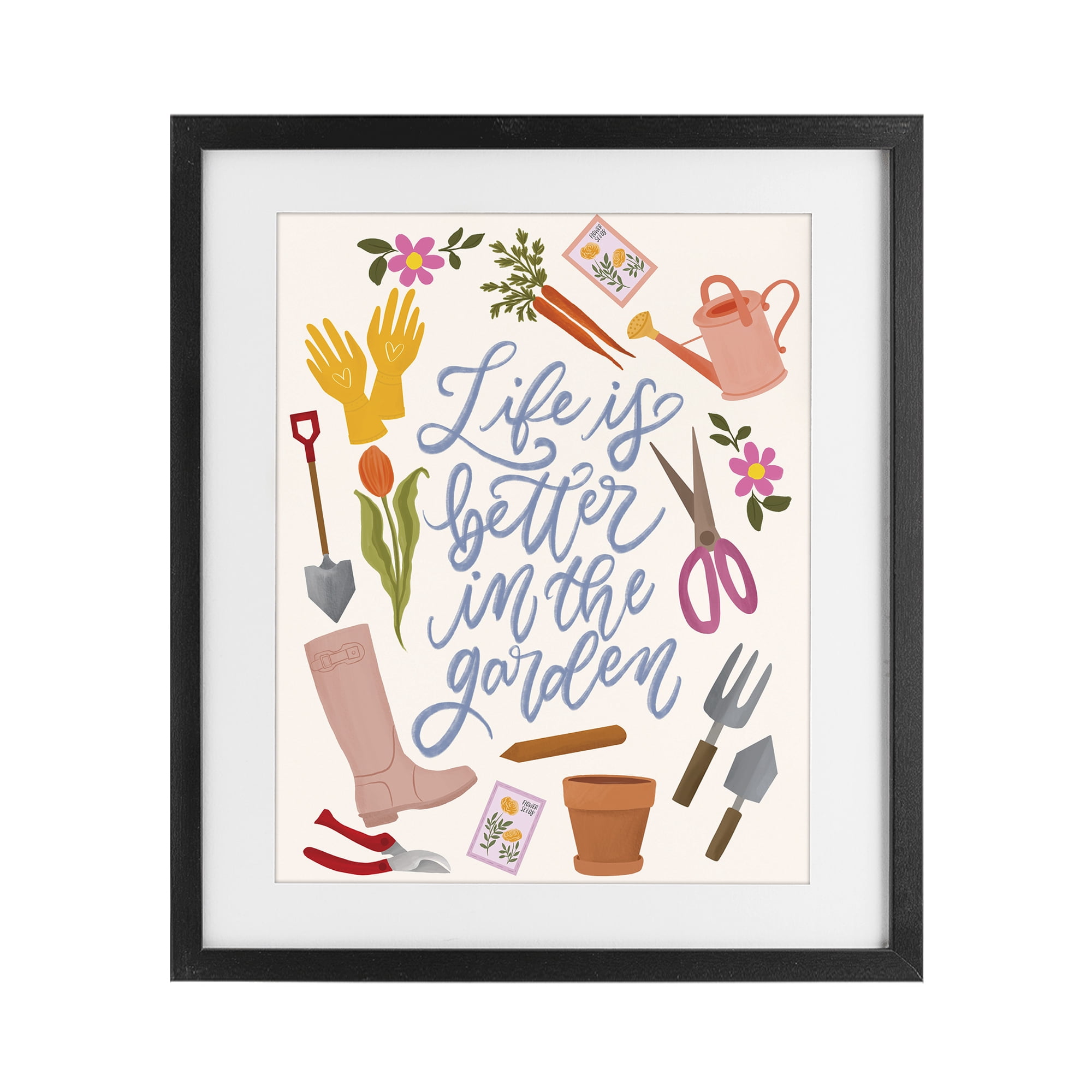 Stupell Industries Life In The Garden Black Framed Print Under Glass, design by Isabela Schielke