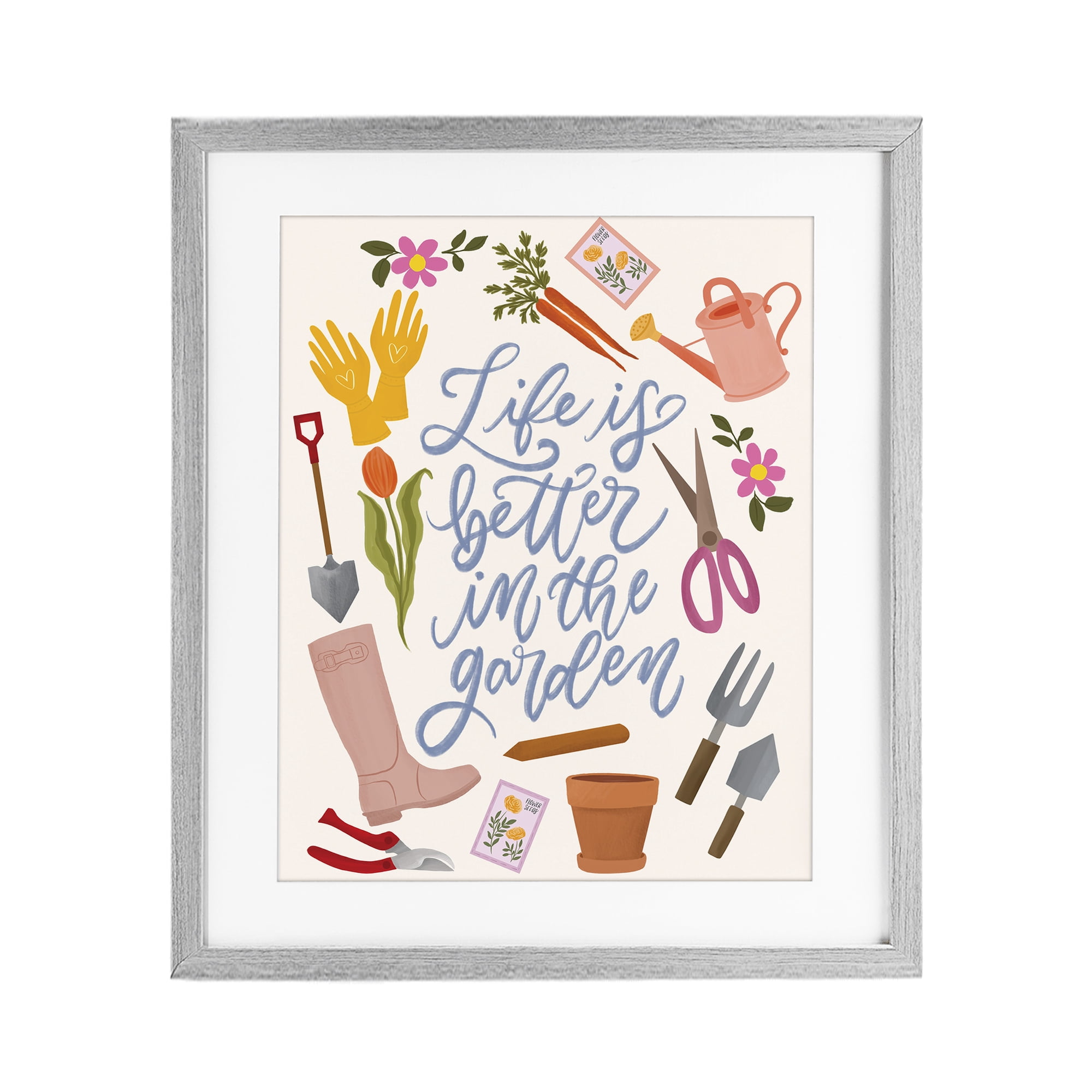 Stupell Industries Life In The Garden Gray Framed Print Under Glass, design by Isabela Schielke