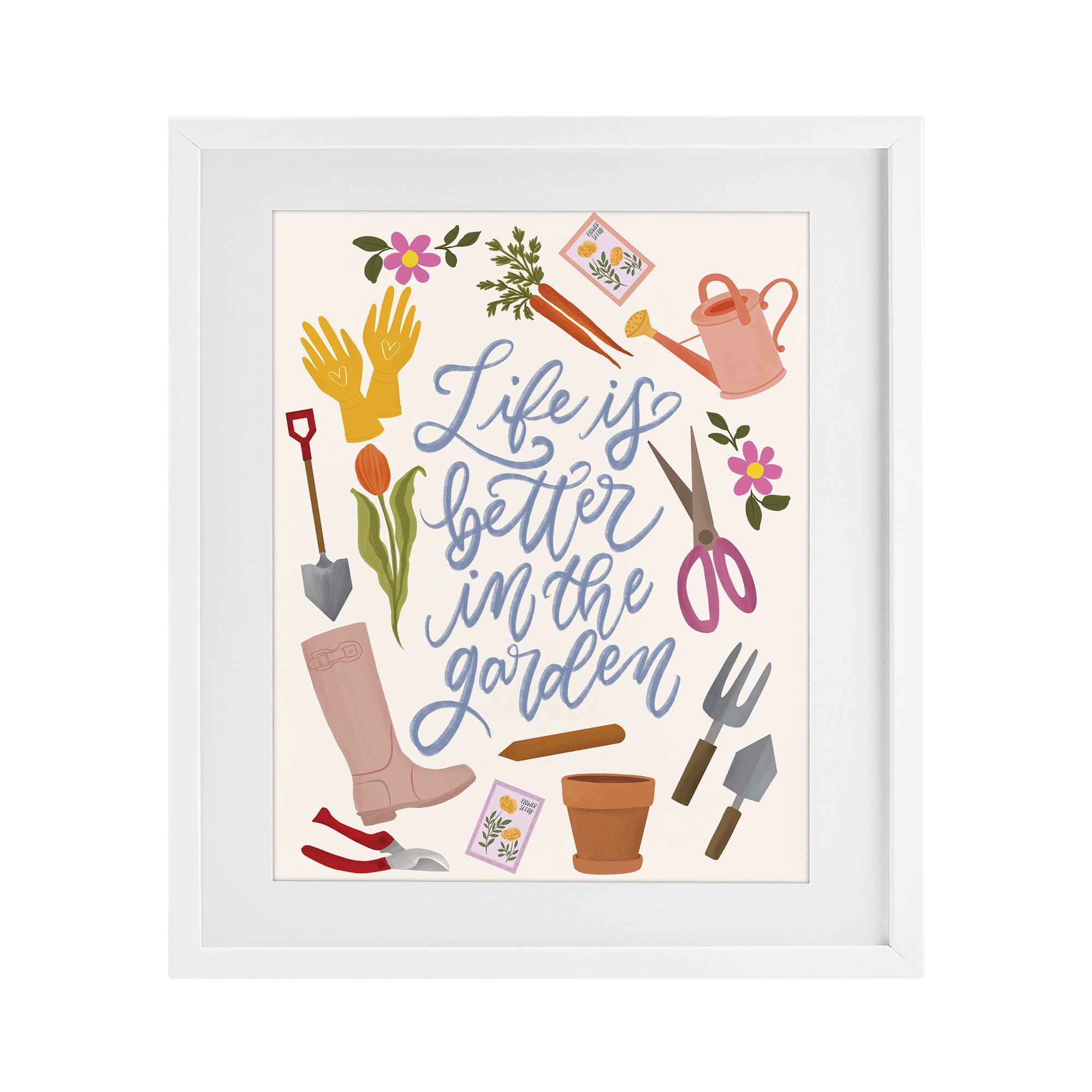 Stupell Industries Life In The Garden White Framed Print Under Glass, design by Isabela Schielke