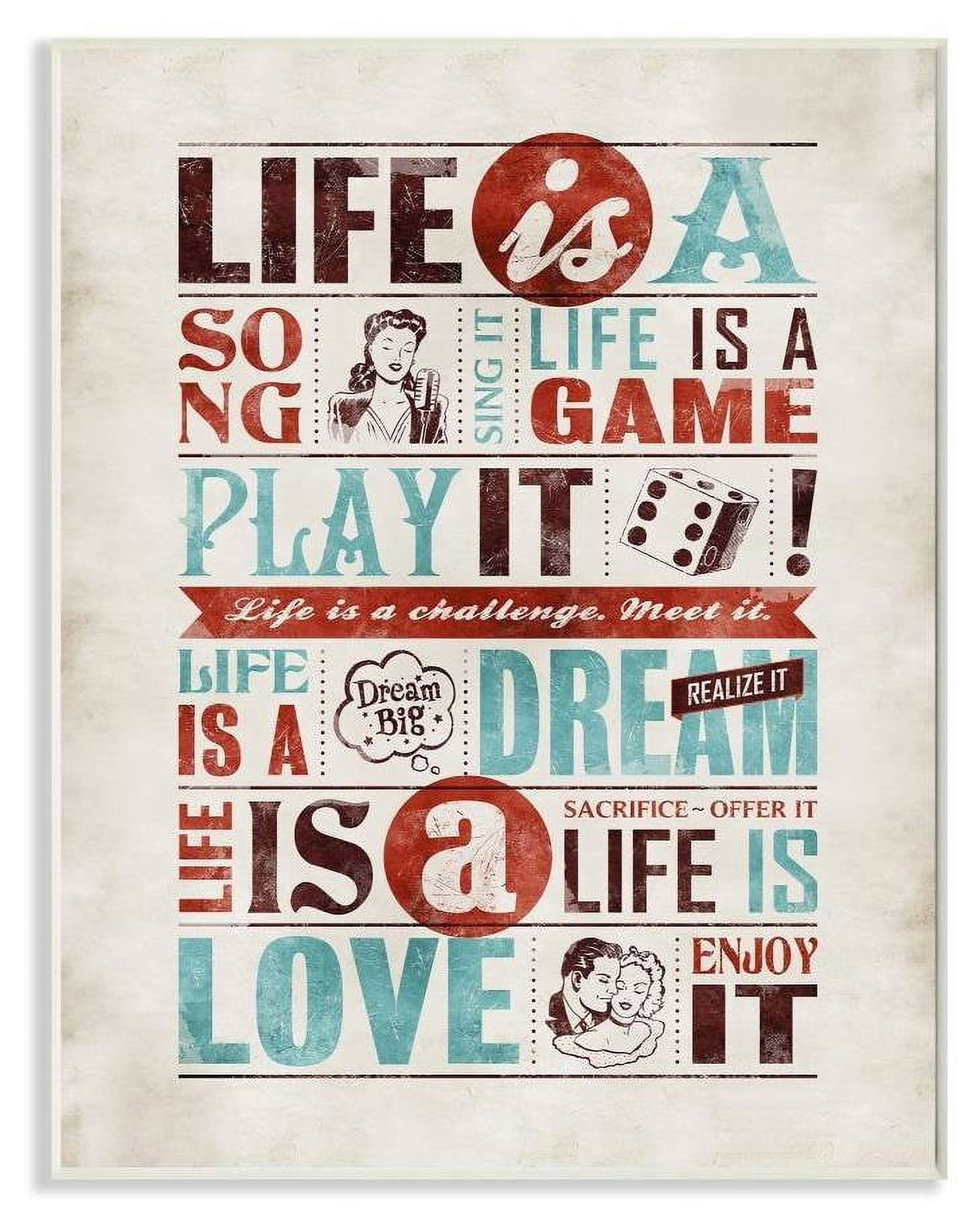Stupell Industries Life Is A Song Inspirational Comic Book Word Design Wall Plaque by Ester Kay