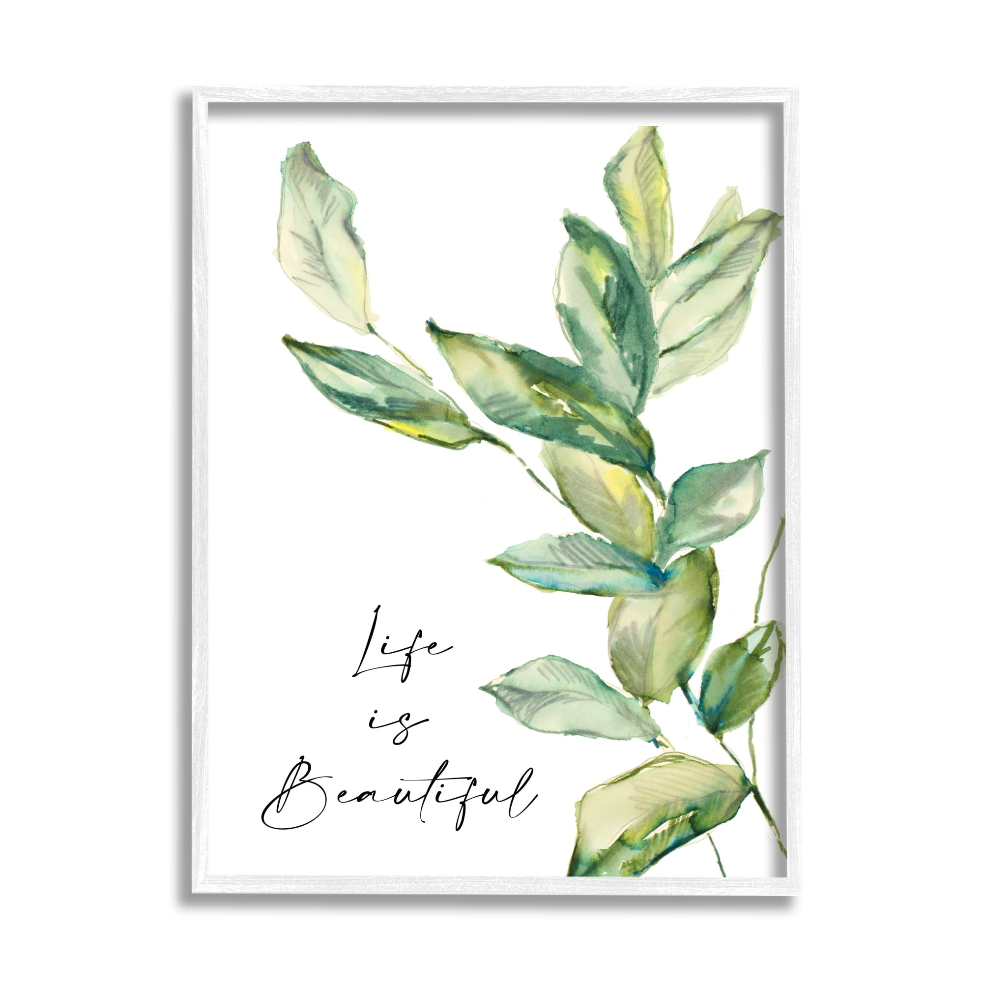 Stupell Industries Life Is Beautiful Botanical Leaf Sprout Simplistic Painting,24 x 30, Design by Lanie Loreth