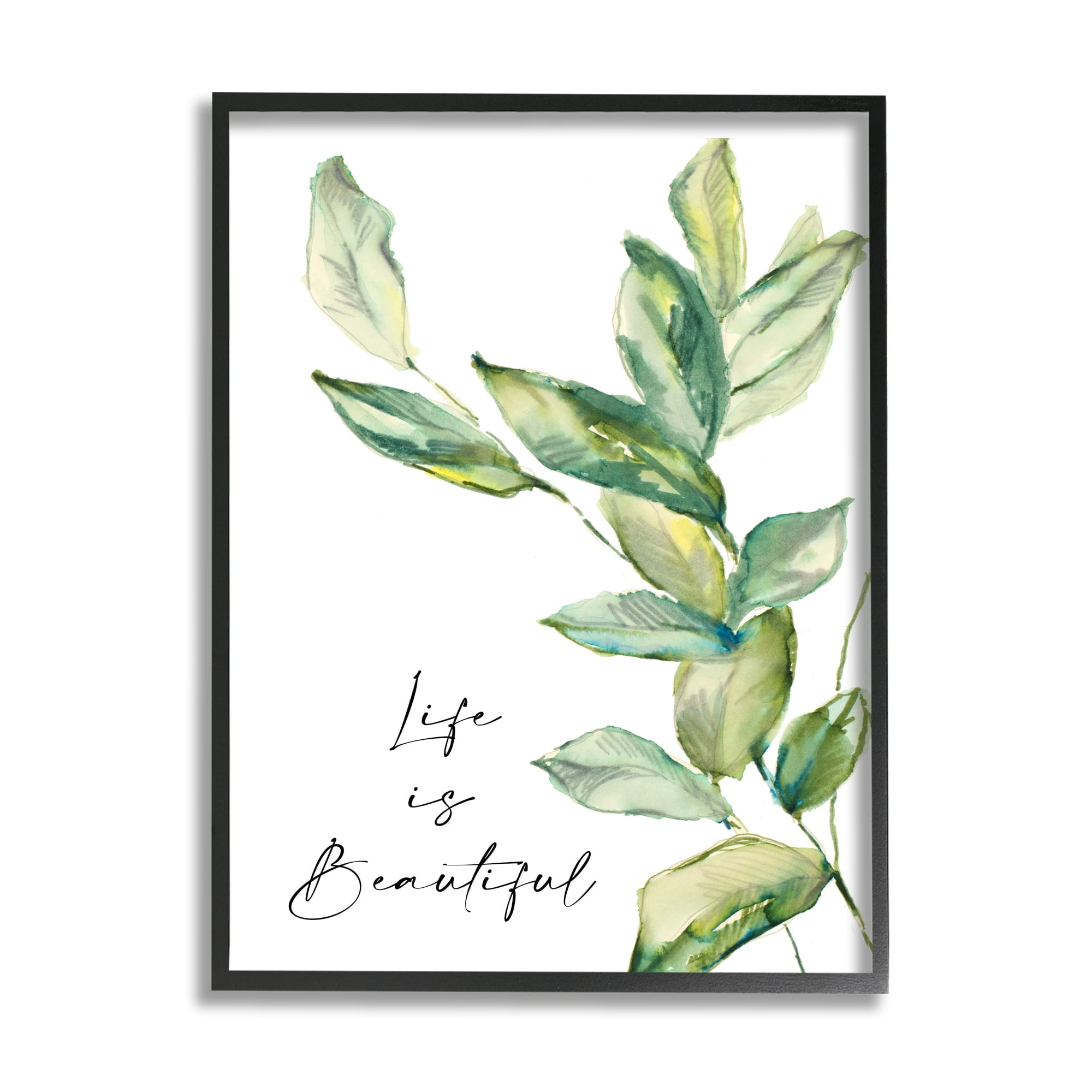 Life Is Beautiful Botanical Leaf Sprout Simplistic Painting Inspirational Painting Framed Art Print Wall Art