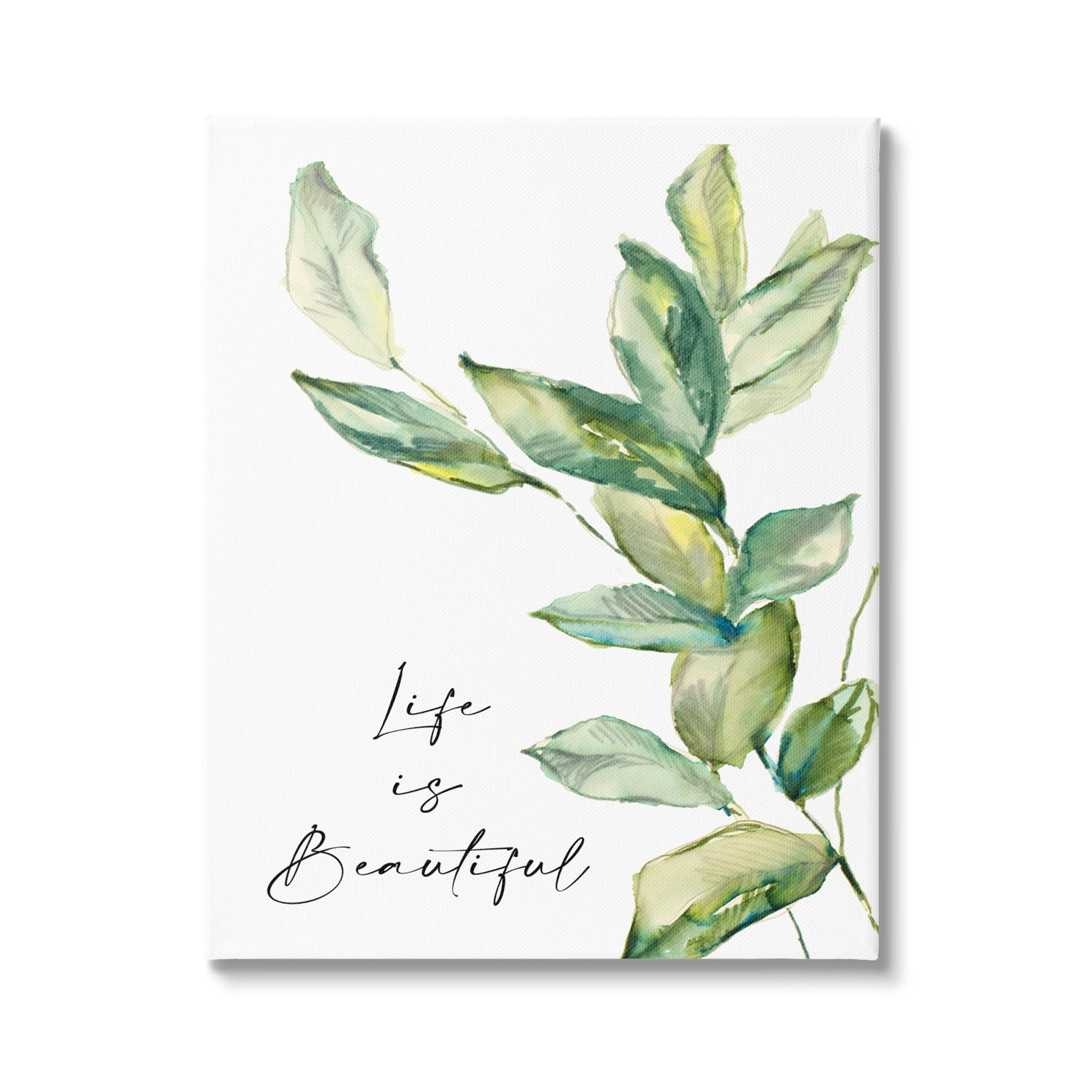 Stupell Industries Life Is Beautiful Botanical Leaf Sprout Simplistic Painting,36 x 48, Design by Lanie Loreth