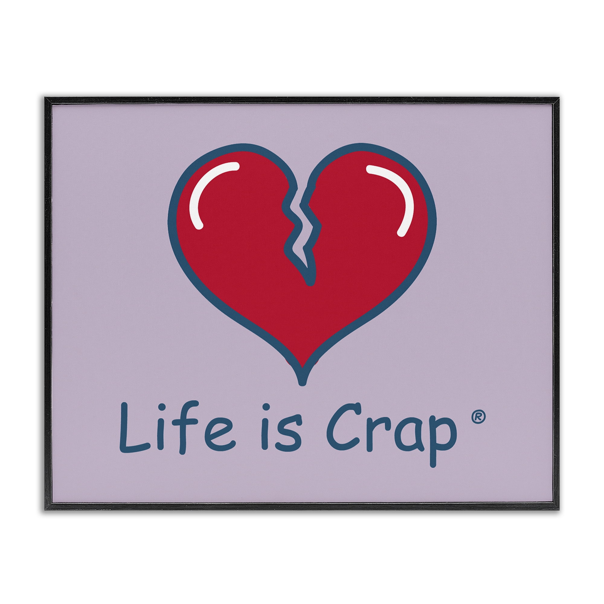 Stupell Industries Life Is Crap Heartbreak Novelty & Humor Painting Black Framed Art Print Wall Art, 20 x 16