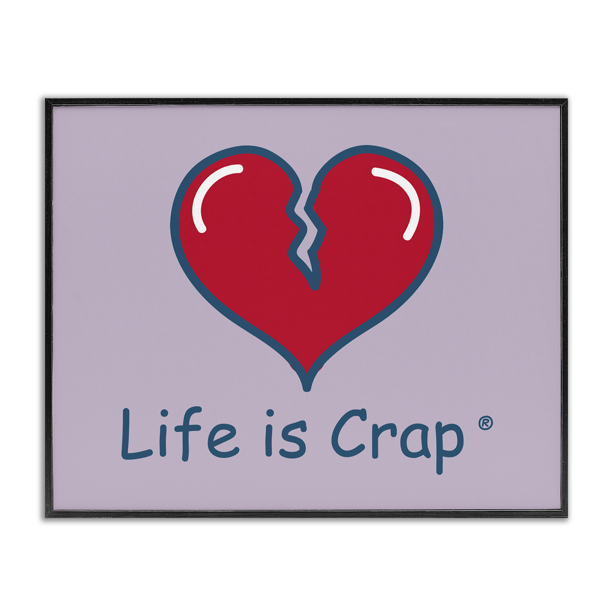 Stupell Industries Life Is Crap Heartbreak Novelty & Humor Painting Black Framed Art Print Wall Art, 30 x 24