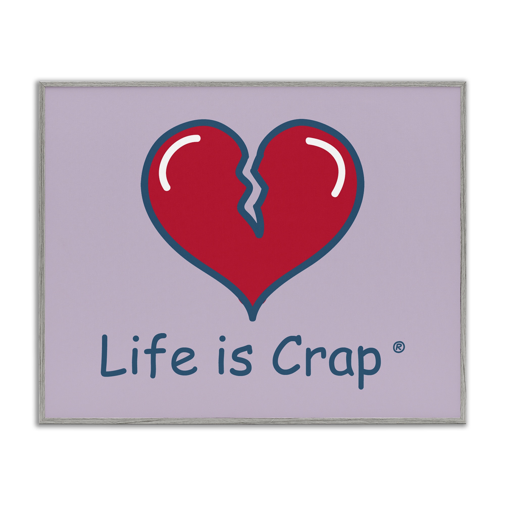Stupell Industries Life Is Crap Heartbreak Novelty & Humor Painting Gray Framed Art Print Wall Art, 14 x 11