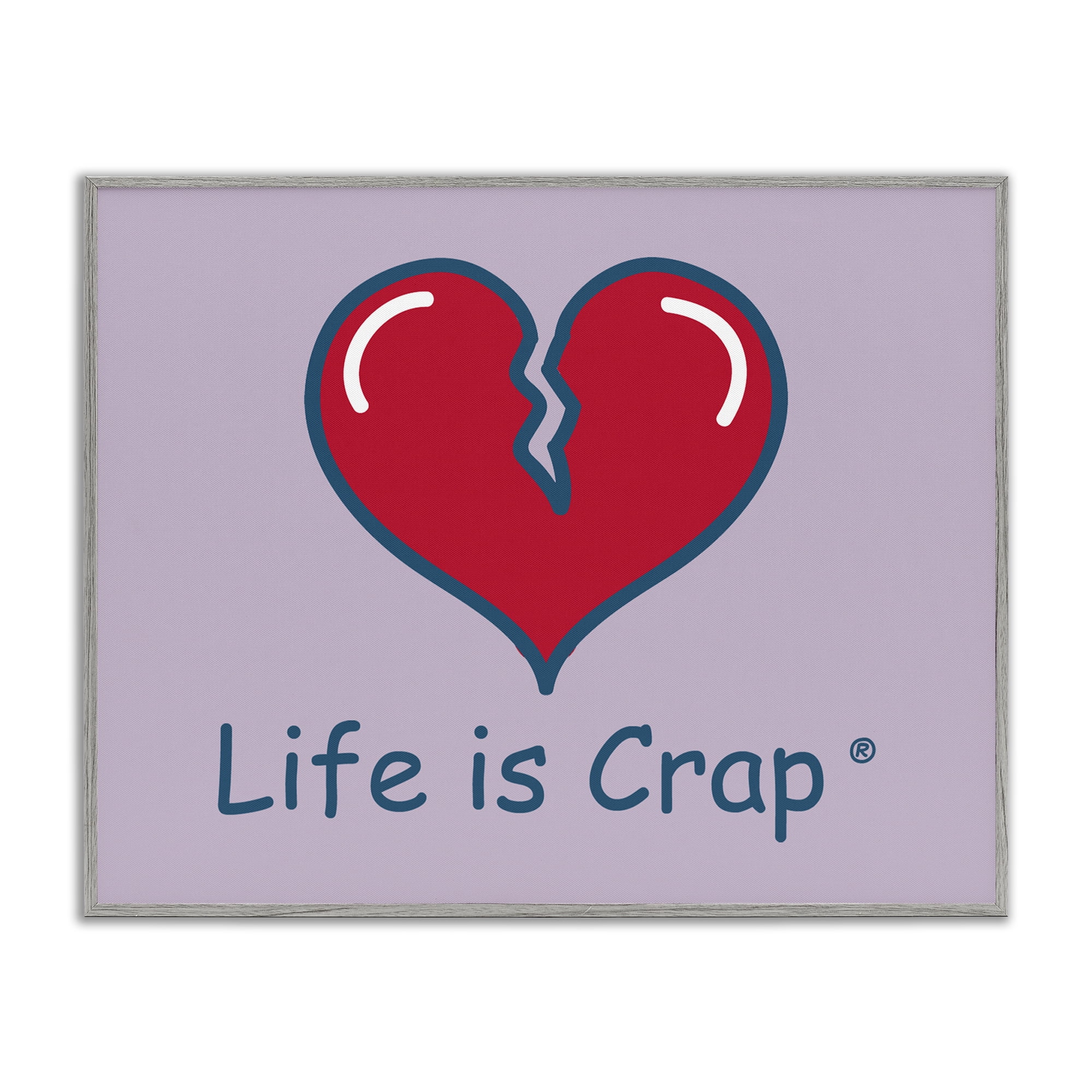 Stupell Industries Life Is Crap Heartbreak Novelty & Humor Painting Gray Framed Art Print Wall Art, 30 x 24