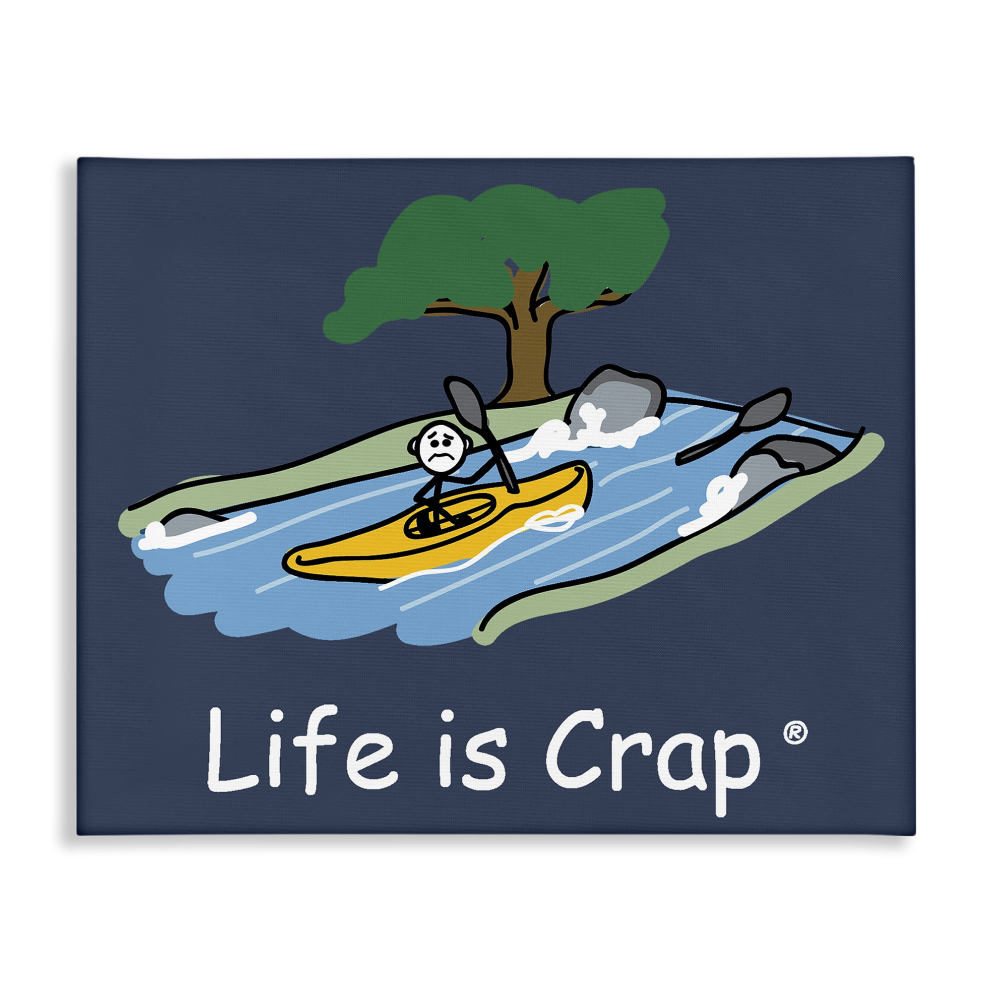 Stupell Industries Life Is Crap Kayaker Novelty & Humor Painting Wrapped Canvas Art Print Wall Art, 40 x 30