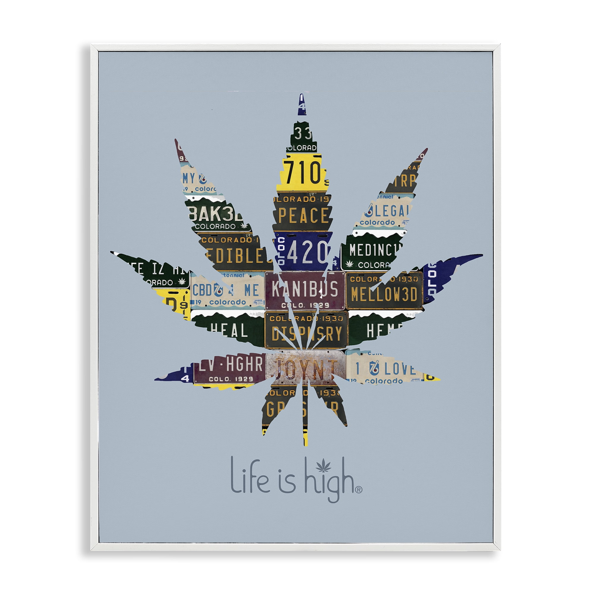 Stupell Industries Life Is High with Plant Novelty & Humor Painting White Framed Art Print Wall Art, 11 x 14