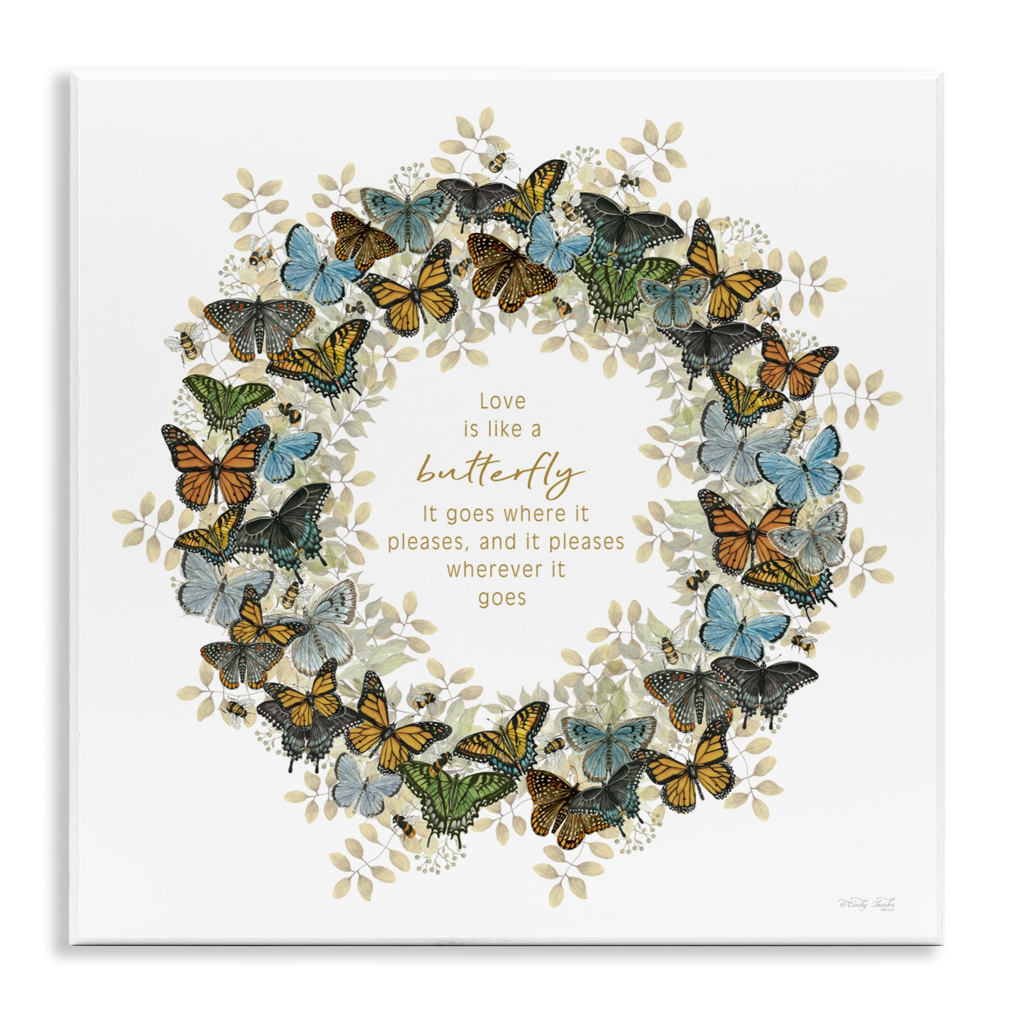 Stupell Industries Life Is Like A Butterfly Wreath Wall Plaque Art, design by Cindy Jacobs