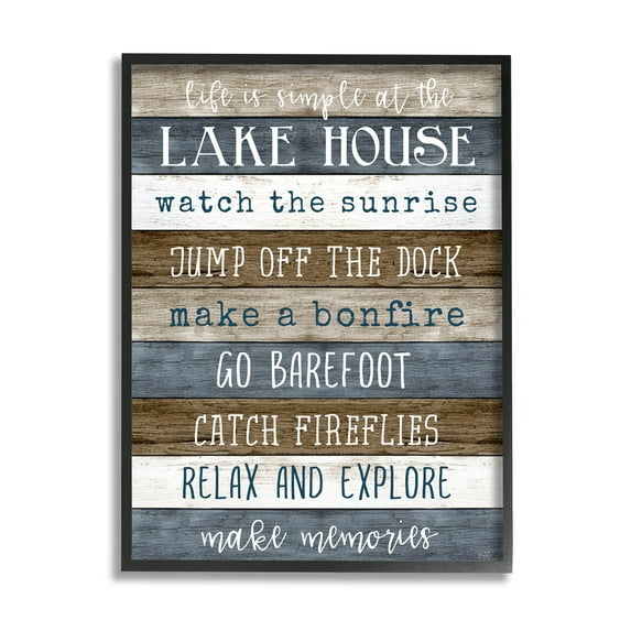 Stupell Industries Life Is Simple Lake House List Graphic Art Black Framed Art Print Wall Art, Design by Natalie Carpentieri