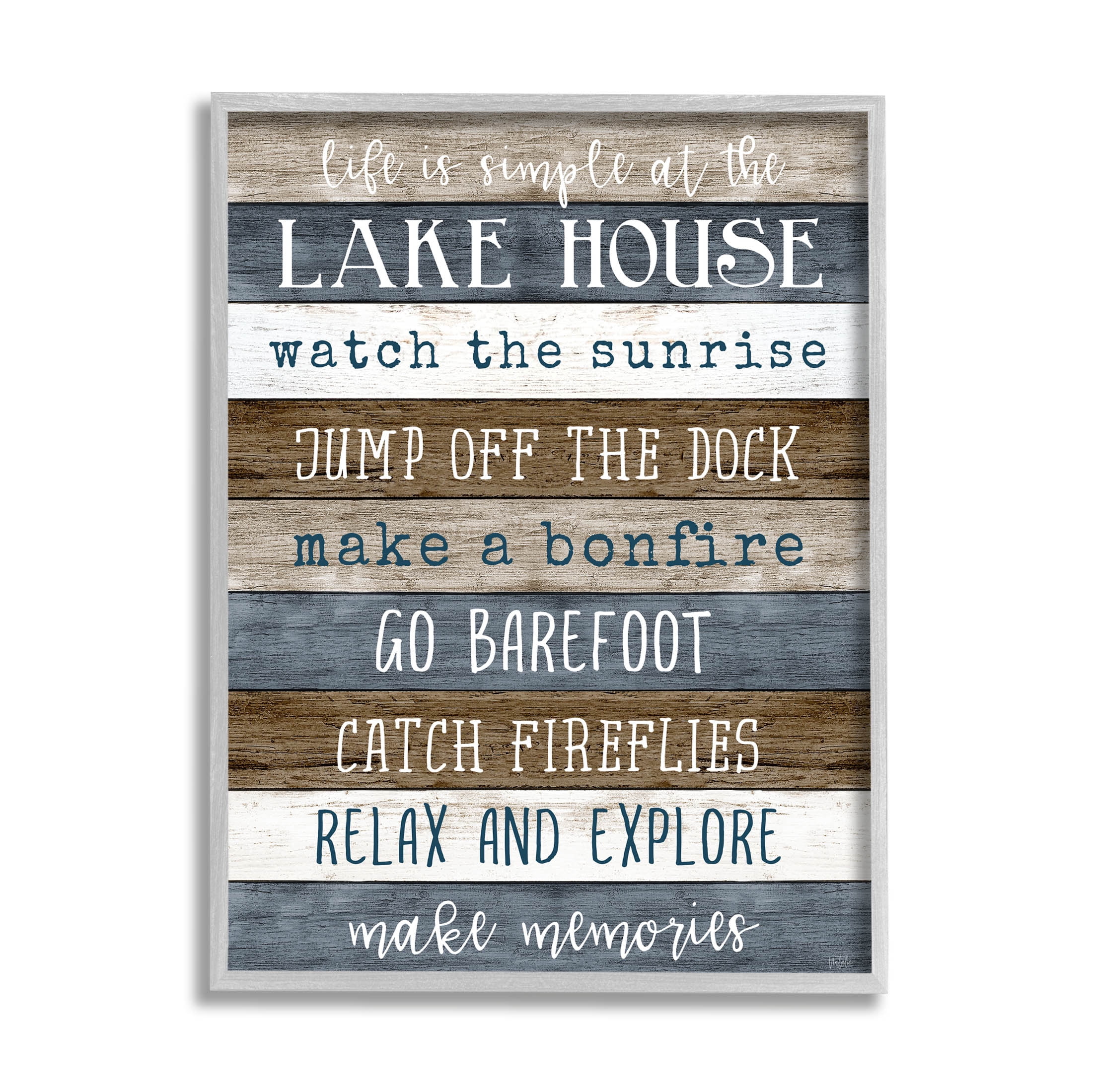 Stupell Industries Life Is Simple Lake House List Graphic Art Gray Framed Art Print Wall Art, Design by Natalie Carpentieri