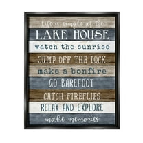 Stupell Industries Life Is Simple Lake House List Graphic Art Jet Black Floating Framed Canvas Print Wall Art, Design by Natalie Carpentieri