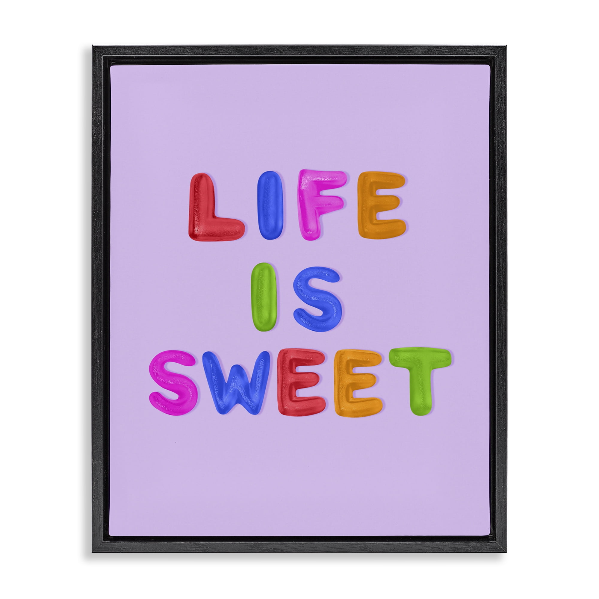 Stupell Industries Life Is Sweet Gummies Black Framed Floater Canvas Wall Art, design by LISH Creative