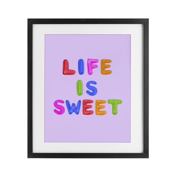 Stupell Industries Contemporary Life Is Sweet Gummies Black Framed Print Under Glass, 17 x 21, by LISH Creative