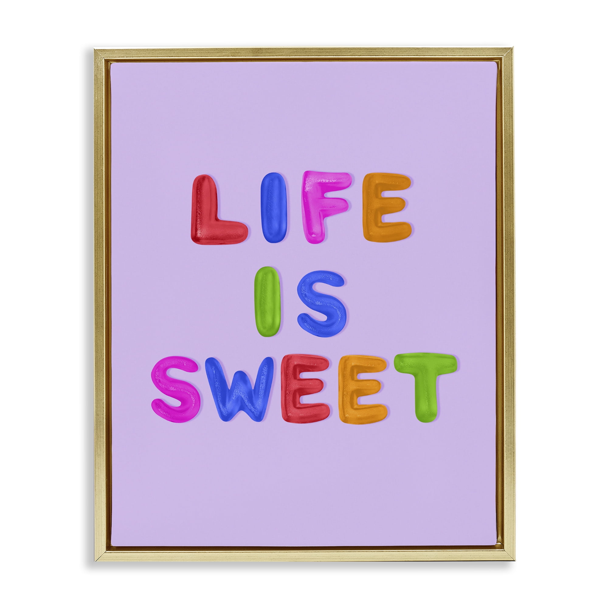 Stupell Industries Life Is Sweet Gummies Gold Framed Floater Canvas Wall Art, design by LISH Creative