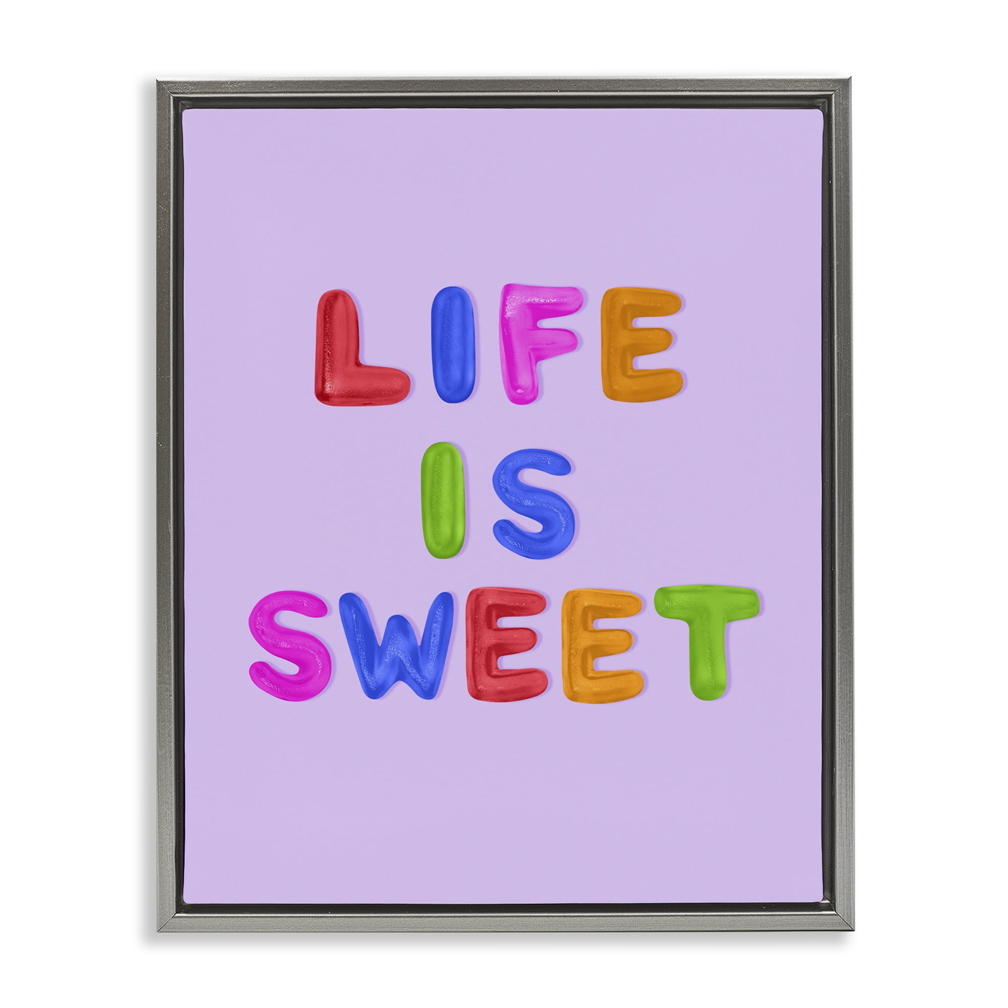 Stupell Industries Life Is Sweet Gummies Gray Framed Floater Canvas Wall Art, design by LISH Creative