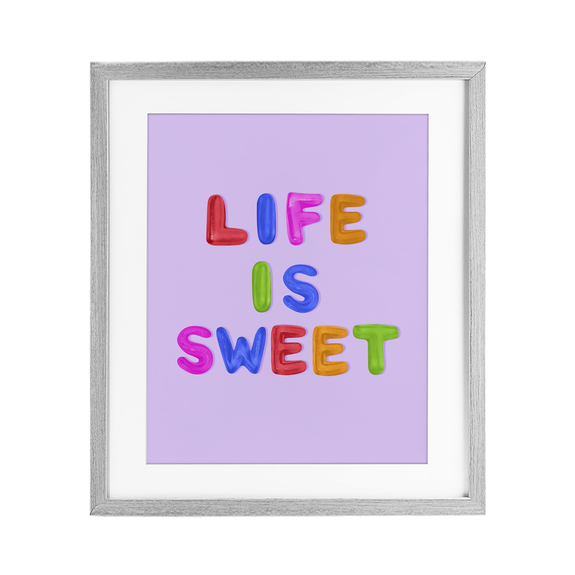 Stupell Industries Life Is Sweet Gummies Gray Framed Print Under Glass, design by LISH Creative