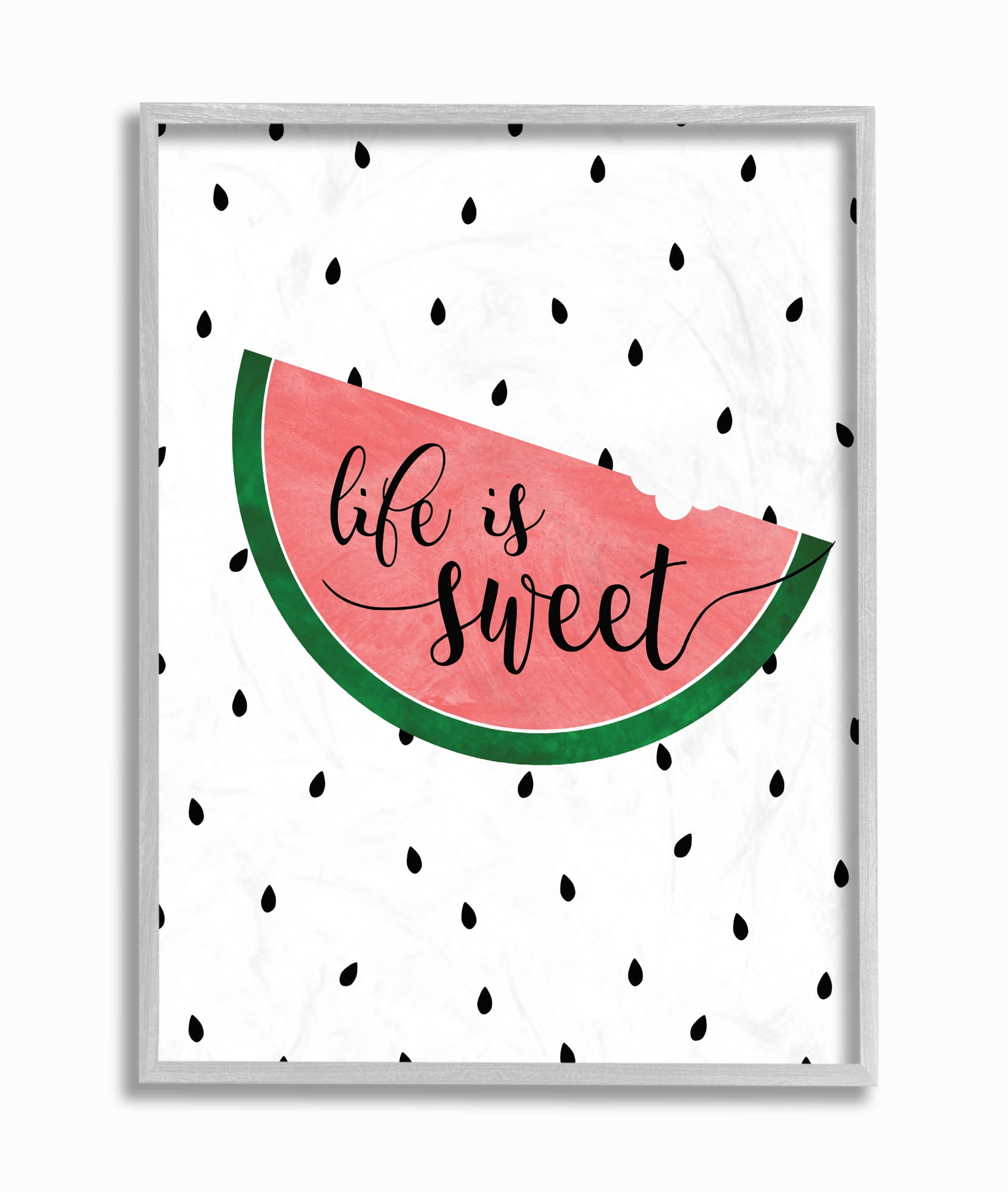 Stupell Industries Life Is Sweet Watermelon Graphic Art Gray Framed Art Print Wall Art, 11x14, by Anna Quach