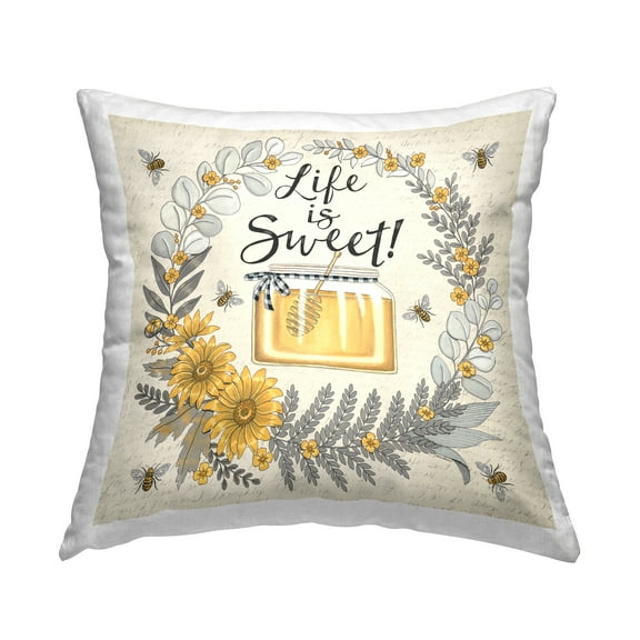 Stupell Industries Life Is Sweet Wreath Decorative Printed Throw Pillow Design by Deb Strain.