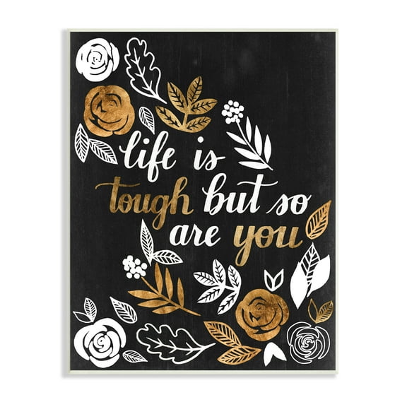 Stupell Industries Life Is Tough Inspirational Phrase Autumn Falling Leaves, 10 x 15, Designed by Grace Popp