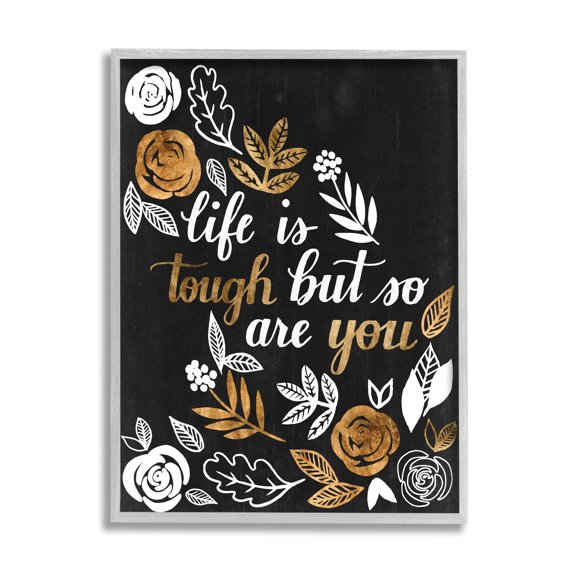 Stupell Industries Life Is Tough Inspirational Phrase Autumn Falling Leaves, 11 x 14, Designed by Grace Popp