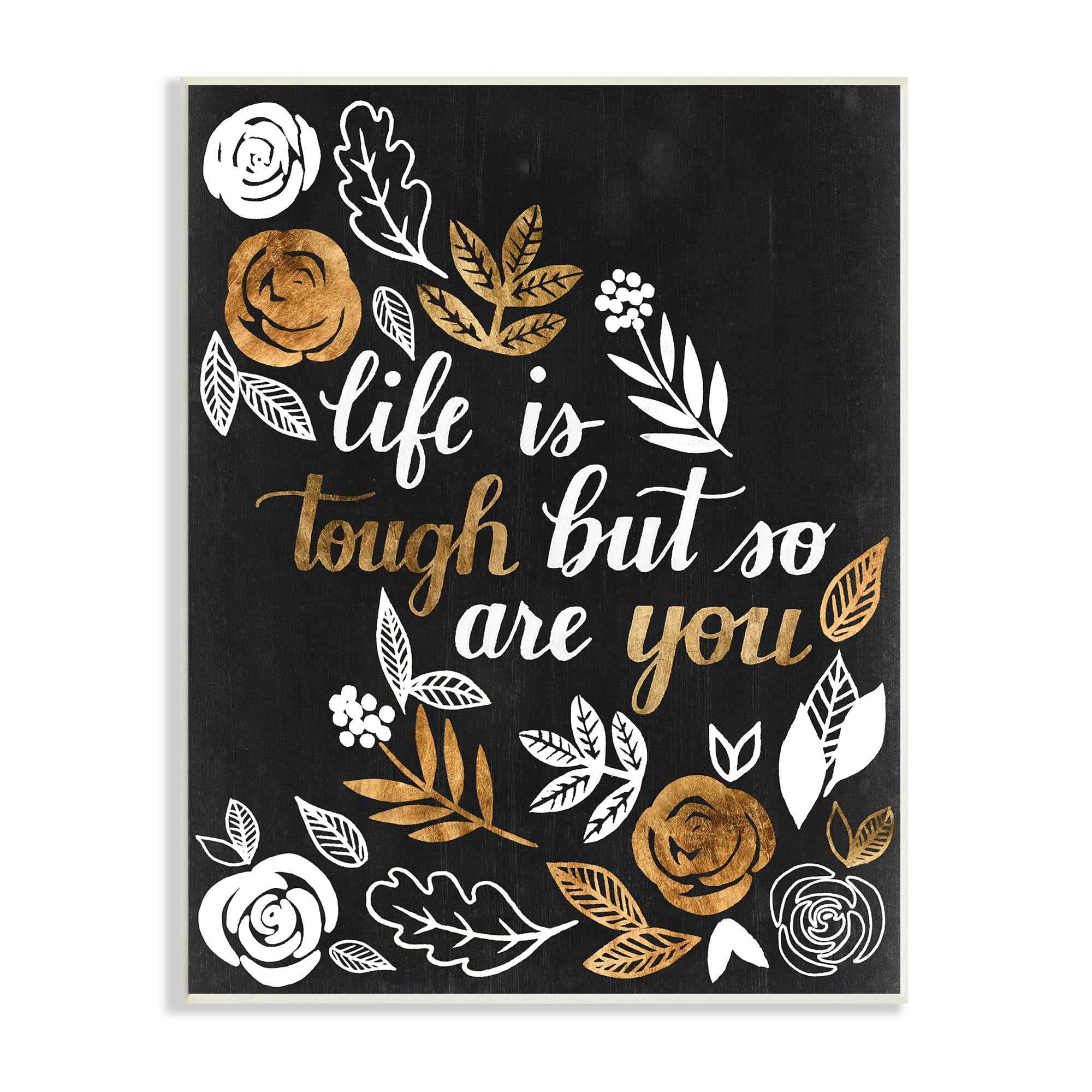 Stupell Industries Life Is Tough Inspirational Phrase Autumn Falling Leaves, 13 x 19, Designed by Grace Popp