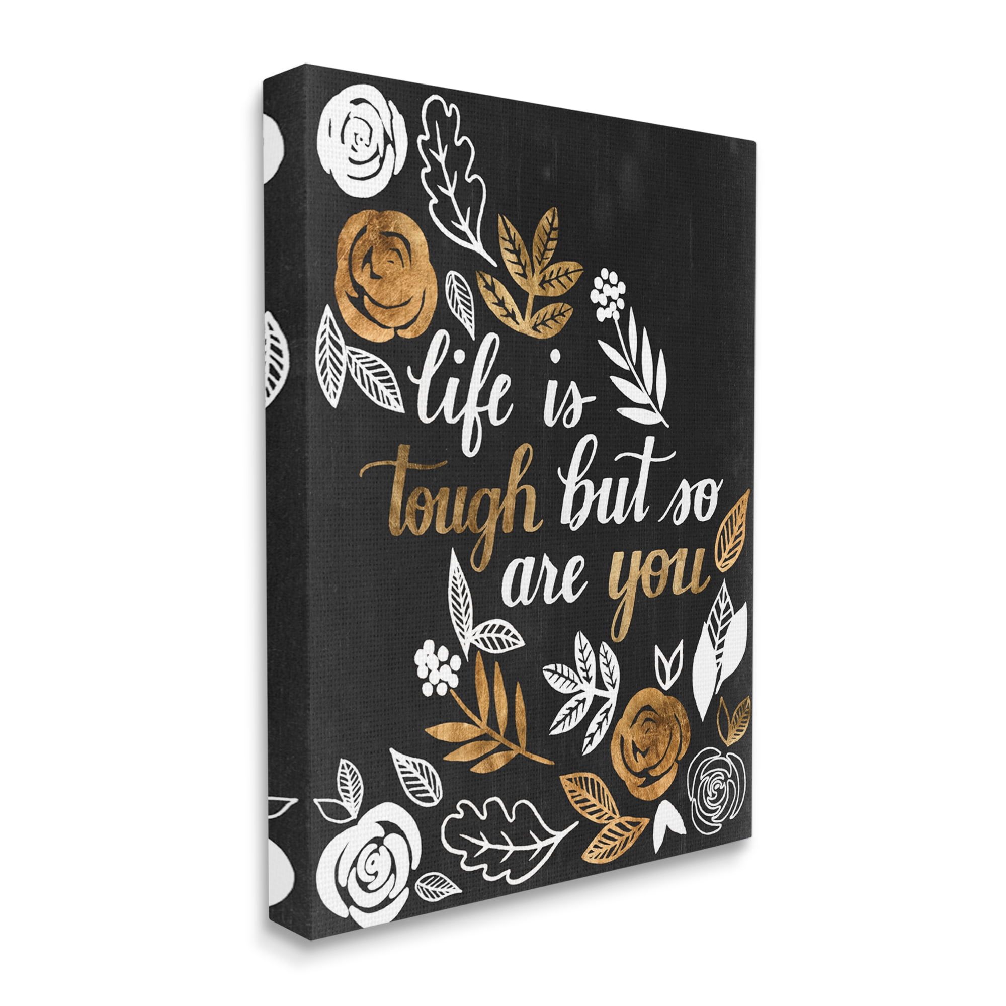 Stupell Industries Life Is Tough Inspirational Phrase Autumn Falling Leaves, 30 x 40, Designed by Grace Popp