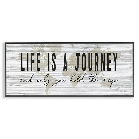 Stupell Industries Life Is a Journey Rustic World Map,30 x 13, Design by Cindy Jacobs