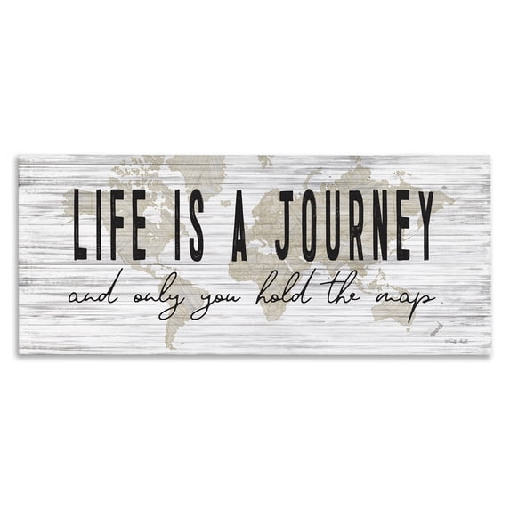 Stupell Industries Life Is a Journey Rustic World Map,48 x 20, Design by Cindy Jacobs