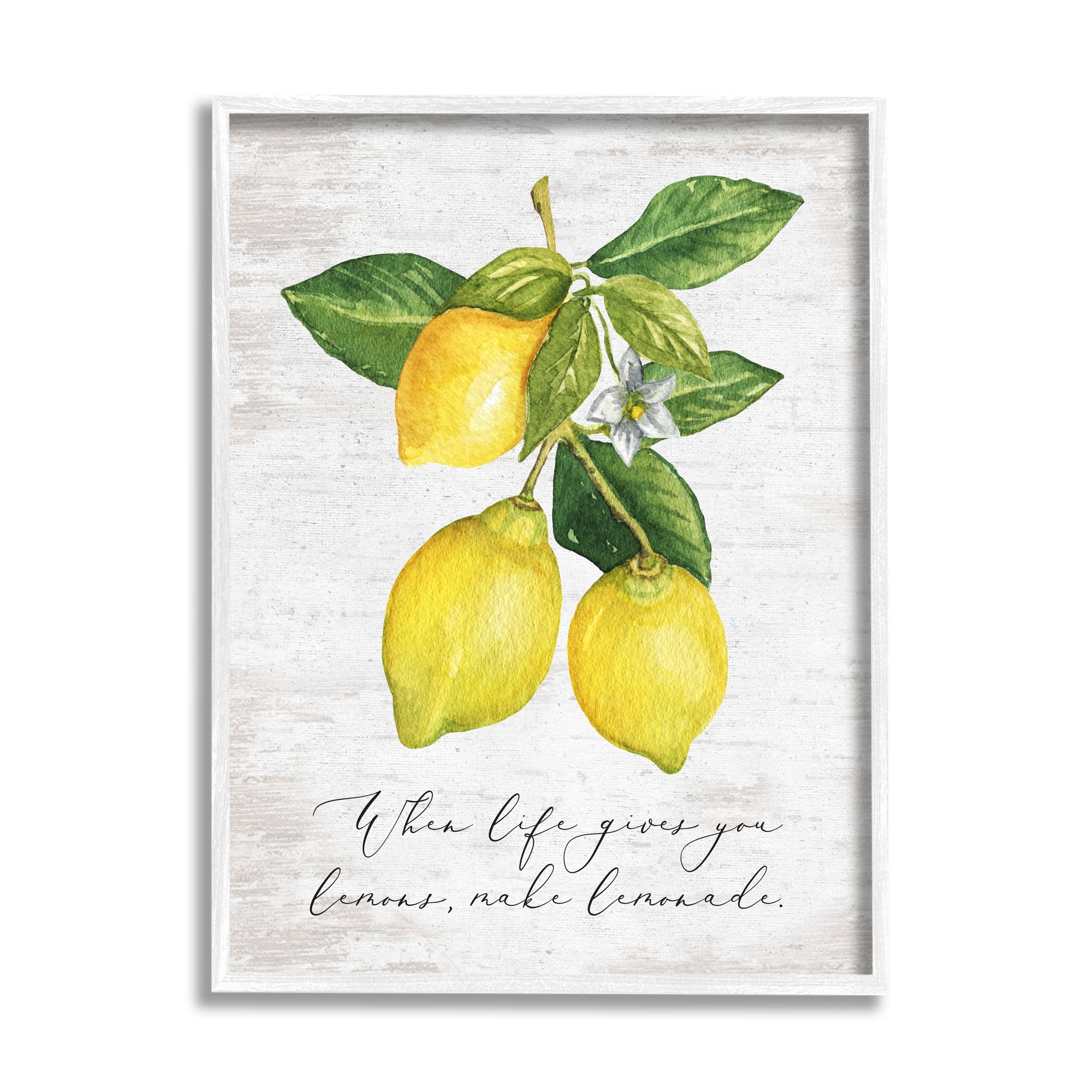 Stupell Industries Life & Lemons Phrase Food & Beverage Painting White Framed Art Print Wall Art, 24 x 30
